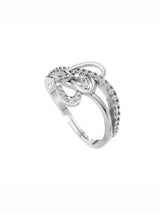 Silver Abstract Loop Solitaire Ring