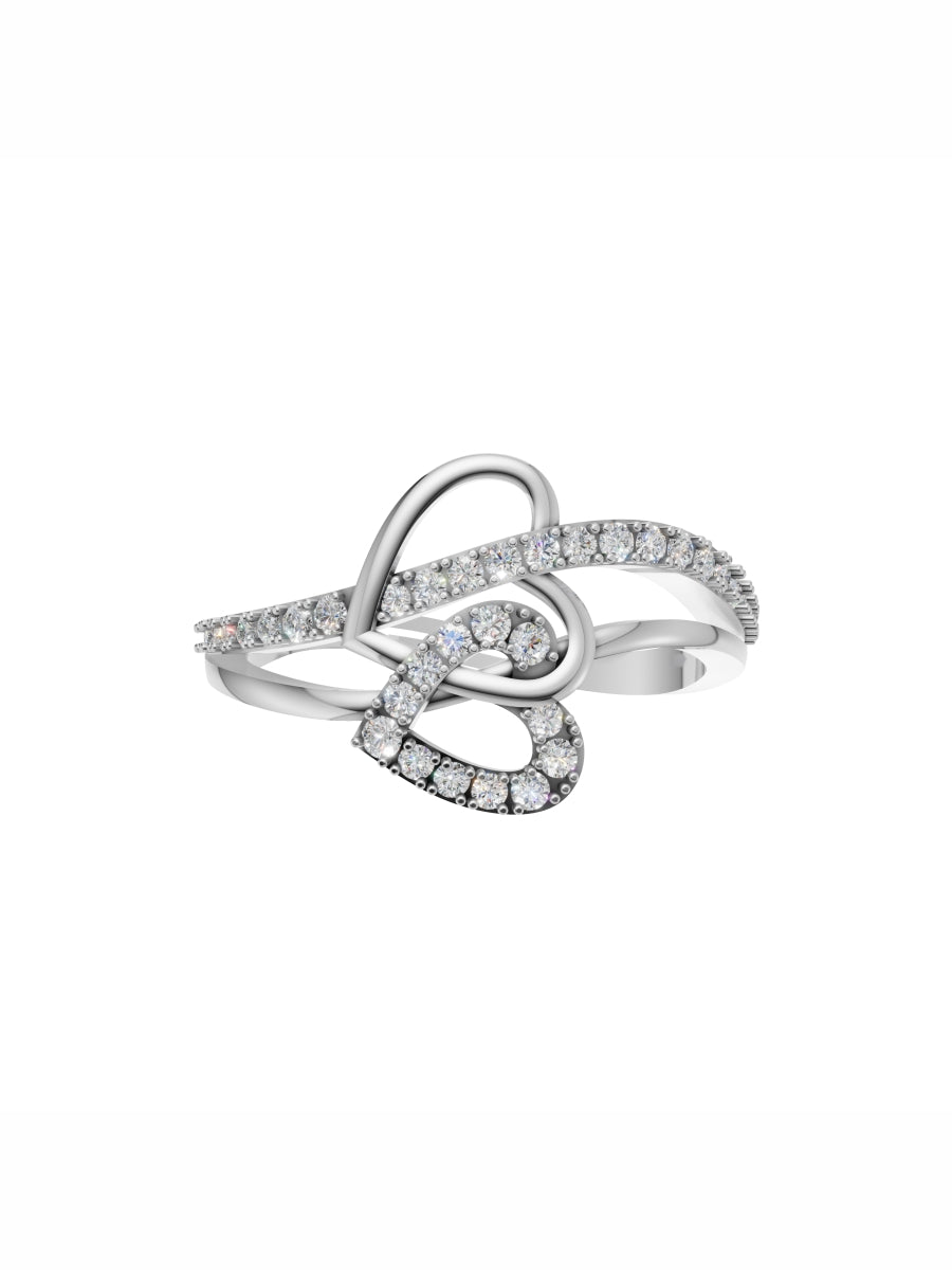 Silver Abstract Loop Solitaire Ring