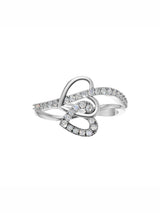 Silver Abstract Loop Solitaire Ring