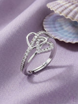 Silver Abstract Loop Solitaire Ring