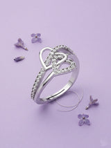 Silver Abstract Loop Solitaire Ring