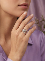 Silver Abstract Loop Solitaire Ring