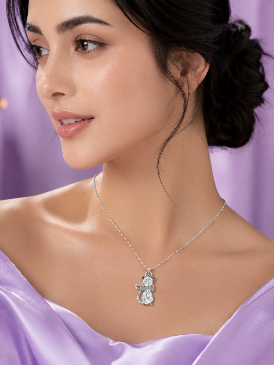 Silver Cat Symbol Pendant