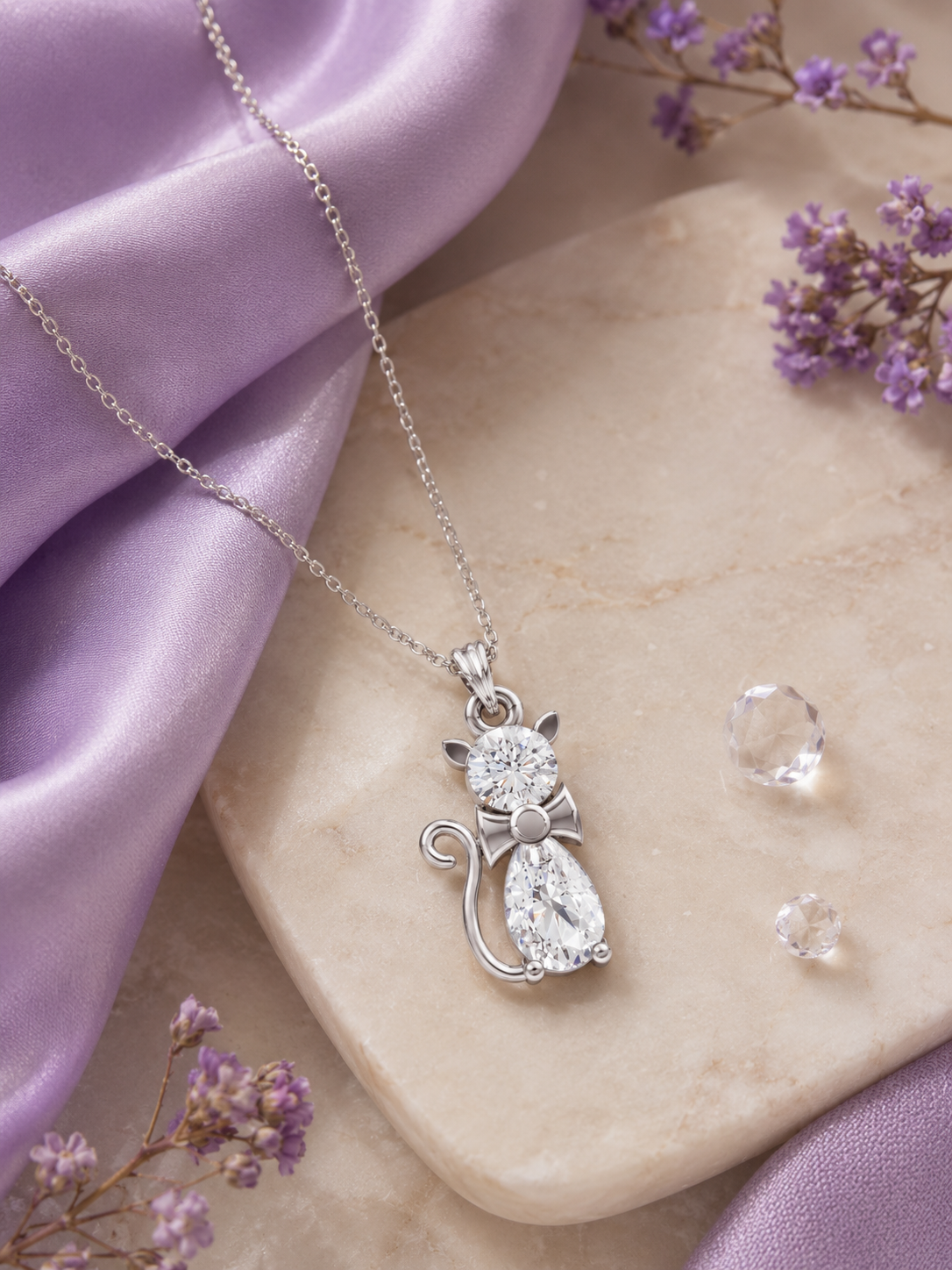 Silver Cat Symbol Pendant
