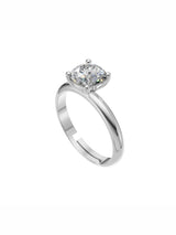 Silver Classic Round Solitaire Ring