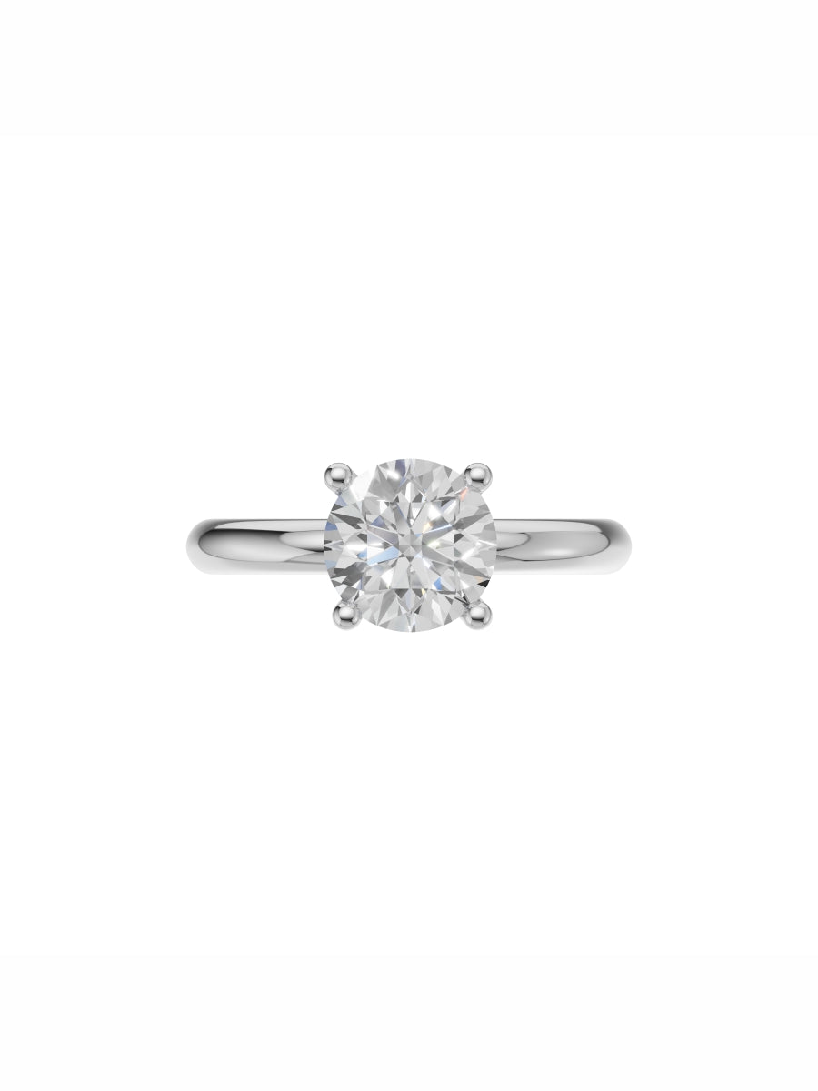 Silver Classic Round Solitaire Ring