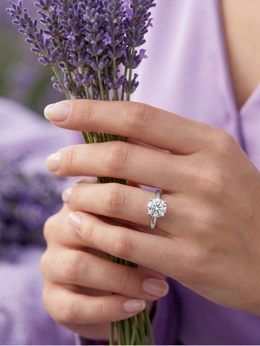 Silver Classic Round Solitaire Ring