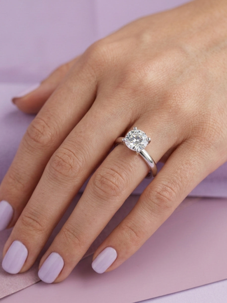Silver Classic Round Solitaire Ring