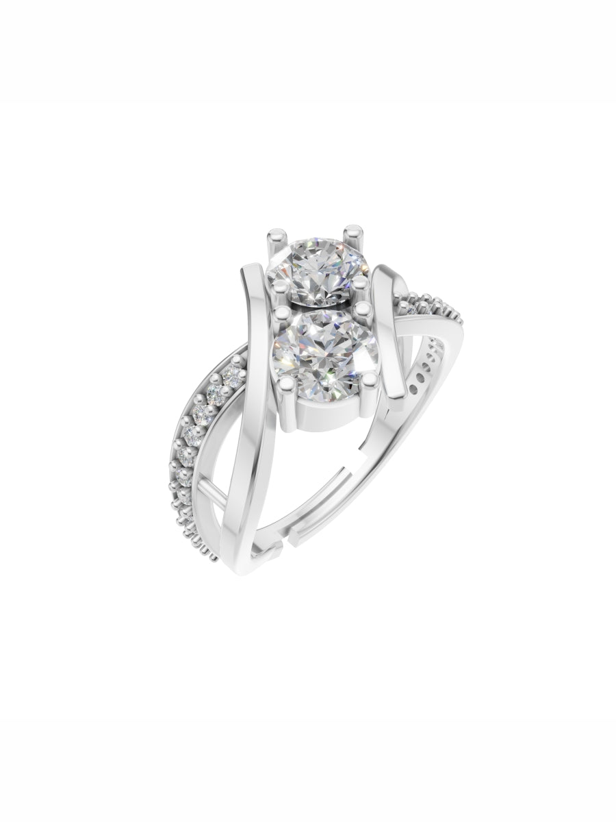 Silver Cushion Halo Solitaire Ring