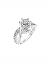 Silver Cushion Halo Solitaire Ring