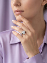 Silver Cushion Halo Solitaire Ring