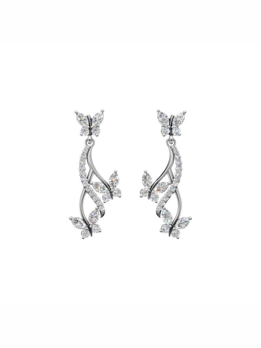 Silver Drop Butterfly Earrings