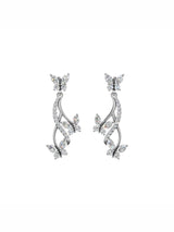 Silver Drop Butterfly Earrings