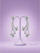 Silver Drop Butterfly Earrings