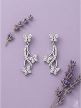 Silver Drop Butterfly Earrings