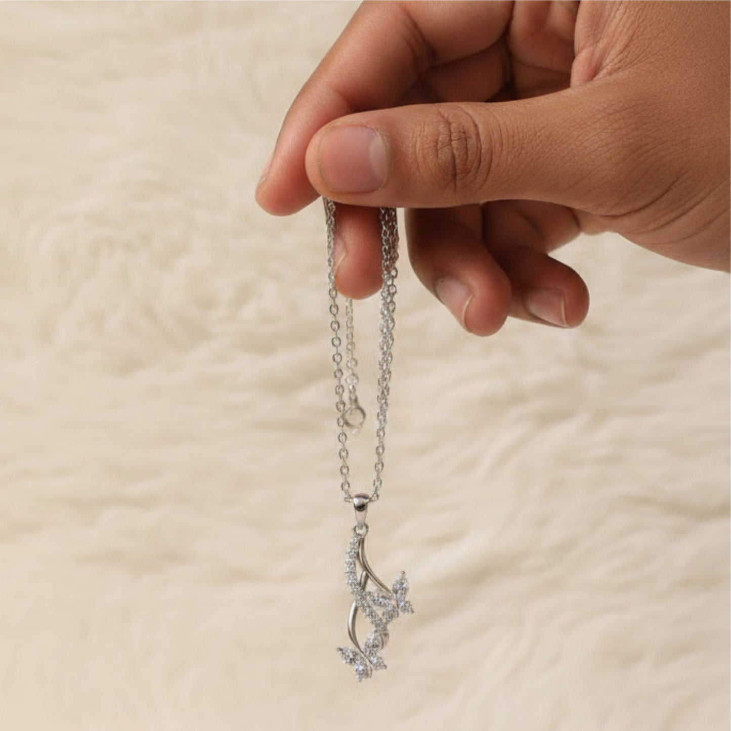 Silver Drop Butterfly Pendant