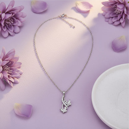 Silver Drop Butterfly Pendant