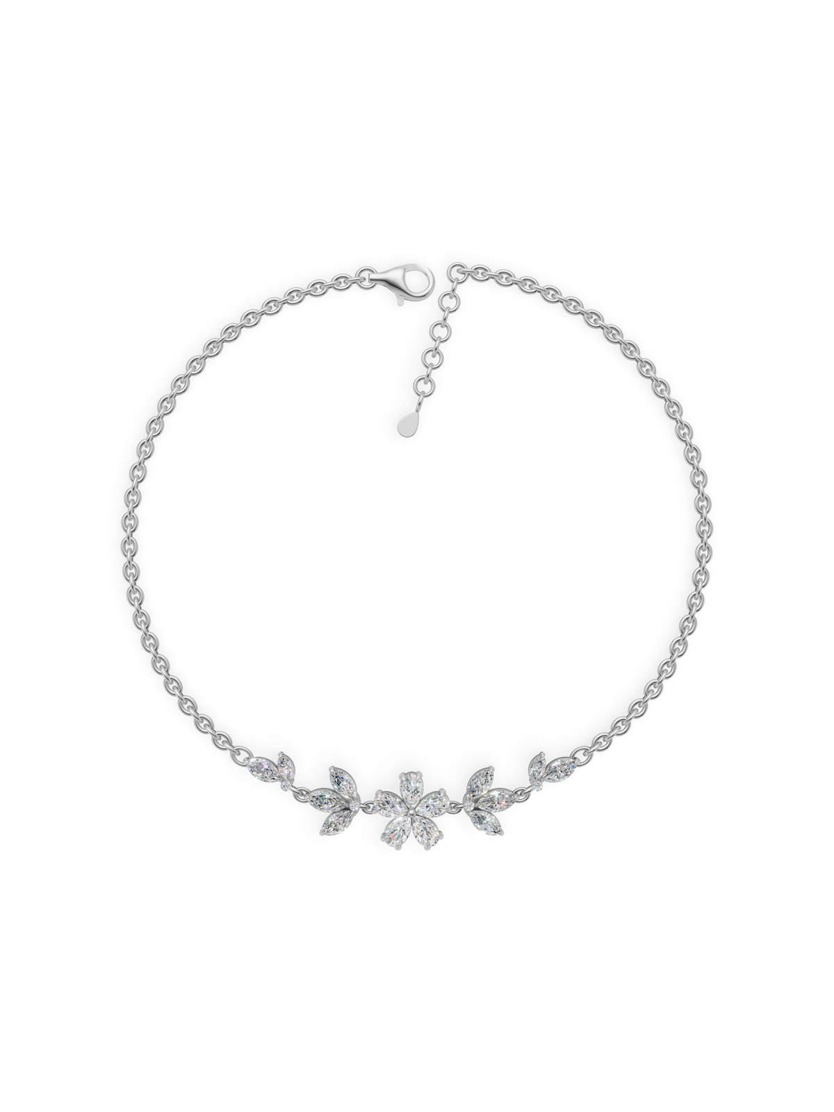Silver Floral Charm Bracelet