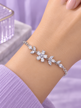 Silver Floral Charm Bracelet