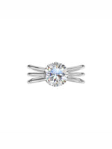 Silver Floral Multi-Band Solitaire Ring