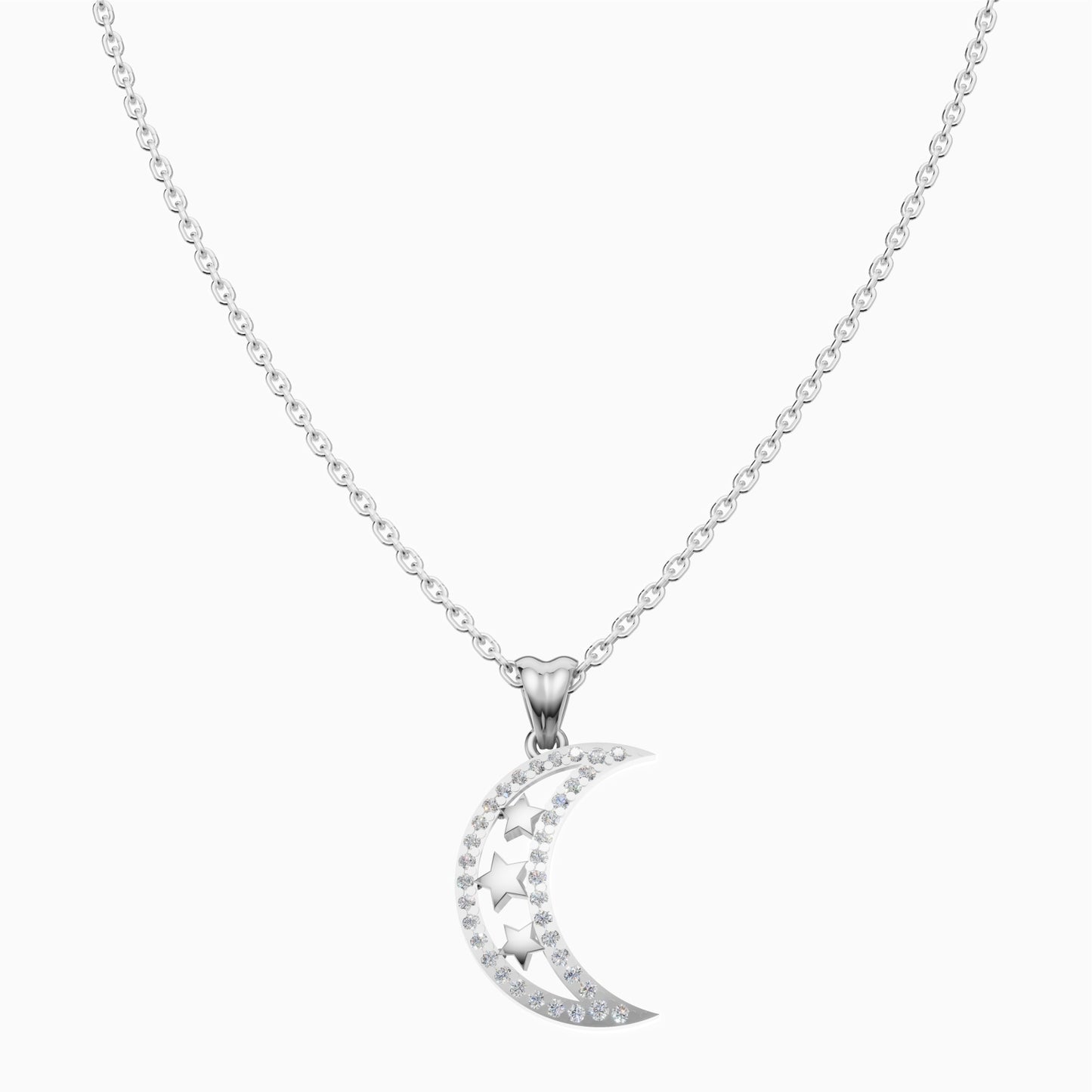 Silver Half Moon and Star Pendant