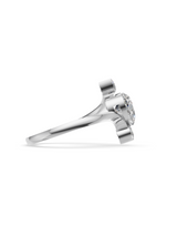 Silver Heart Crystal Open Ring with Marquise Accents