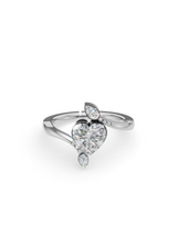 Silver Heart Crystal Open Ring with Marquise Accents
