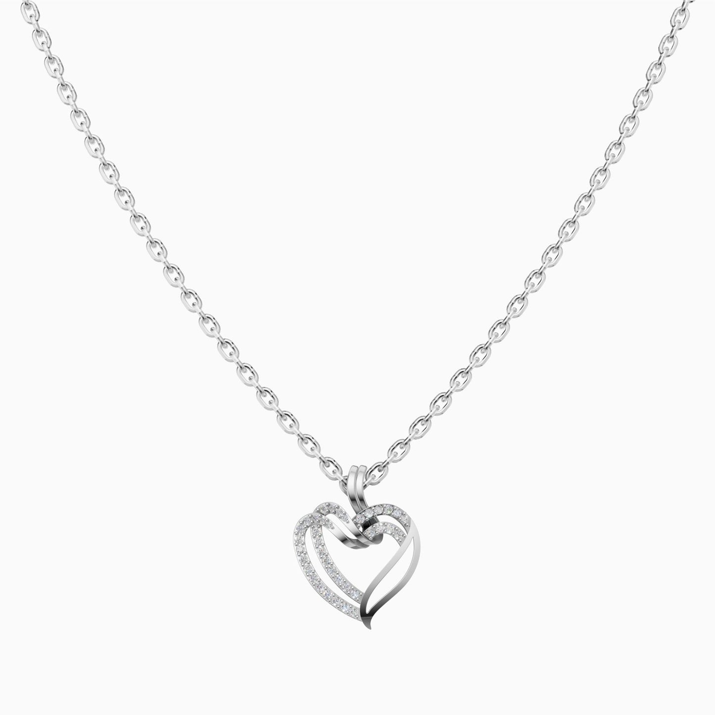 Silver Heart Drop Pendant