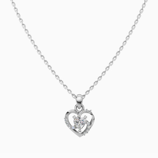 Silver Heart Shape Stone Pendant