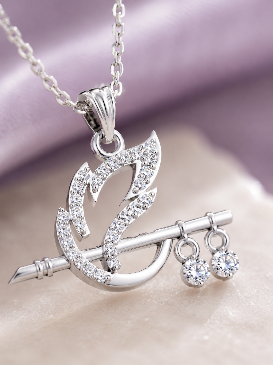 Silver Krishna Flute Grace Pendant