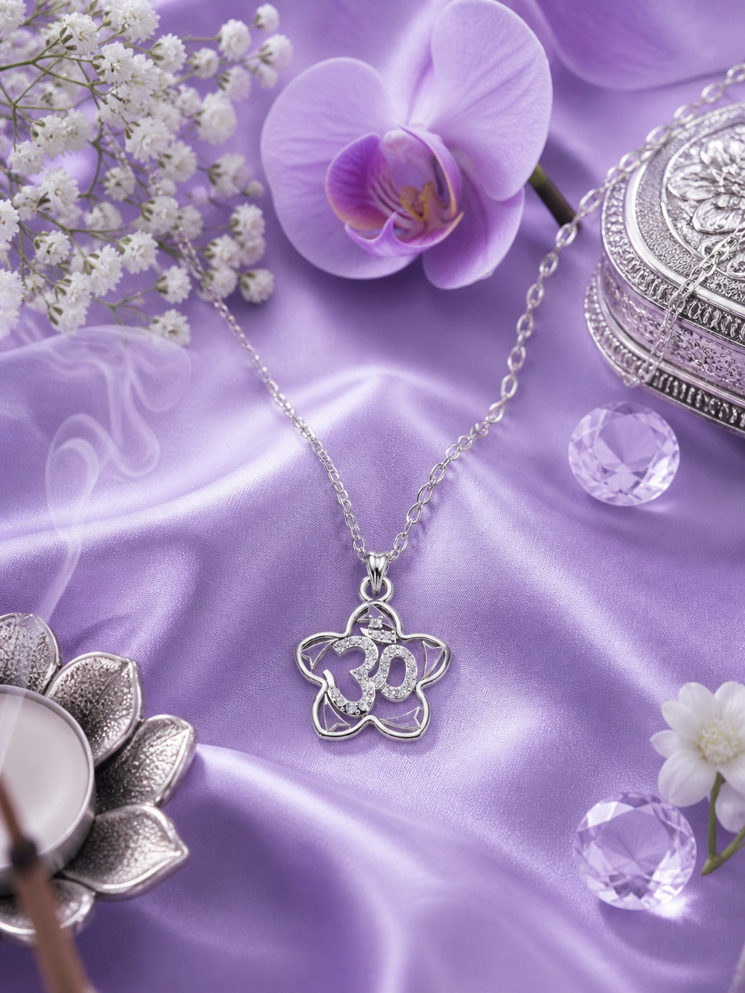 Silver Om Blessing Pendant