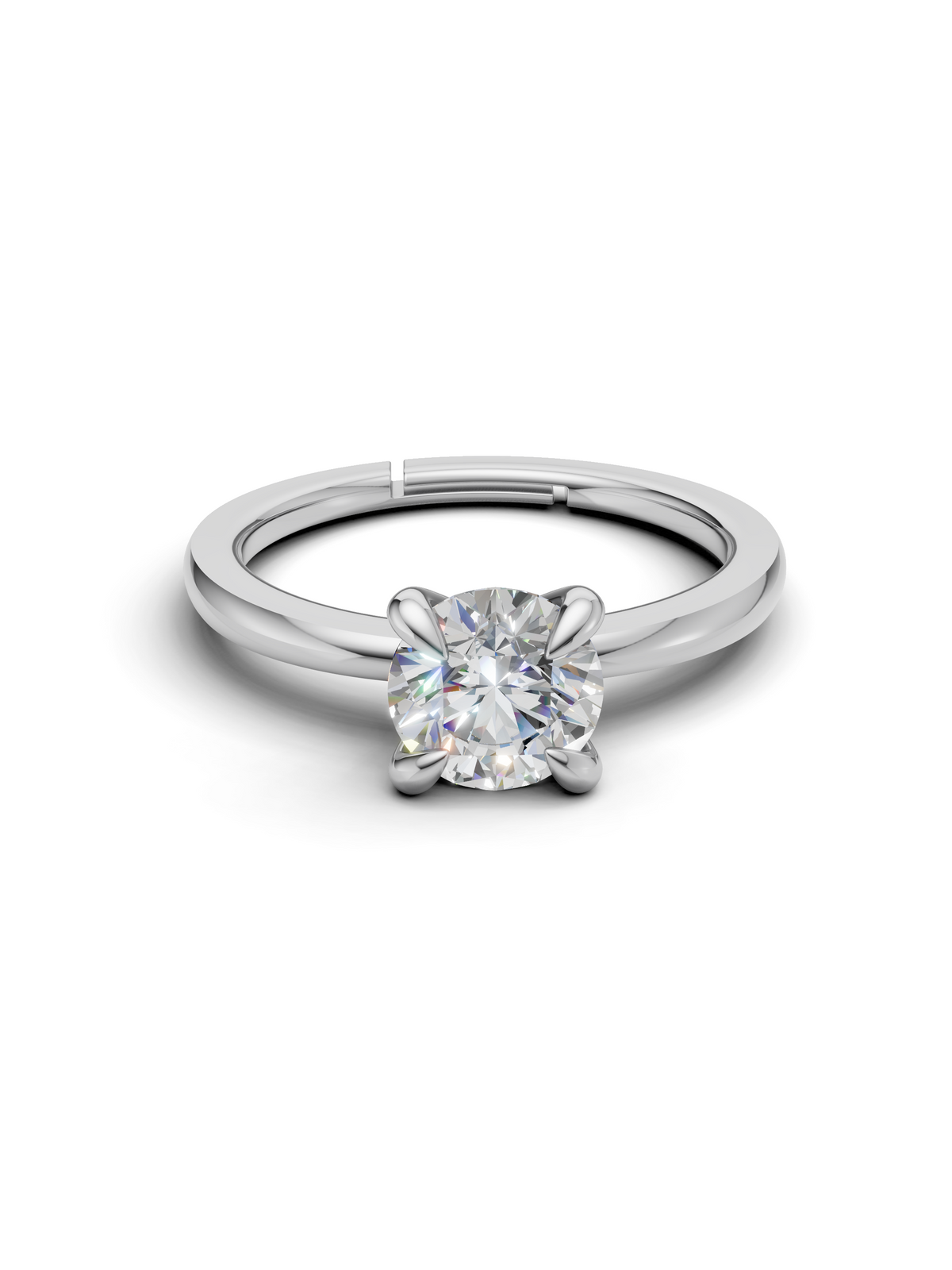 Silver Round Crystal Solitaire Ring