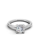 Silver Round Crystal Solitaire Ring