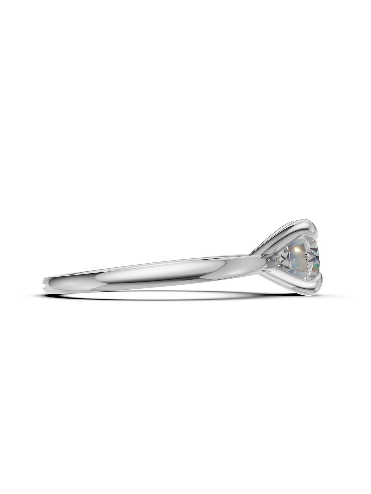 Silver Round Crystal Solitaire Ring