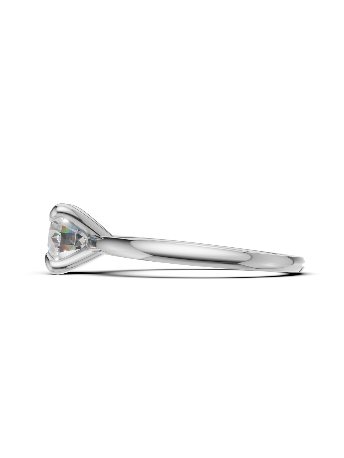 Silver Round Crystal Solitaire Ring