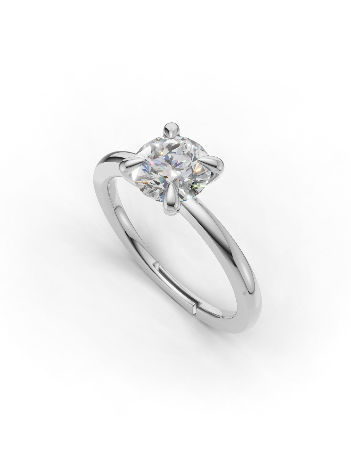 Silver Round Crystal Solitaire Ring
