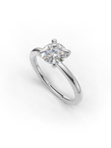 Silver Round Crystal Solitaire Ring