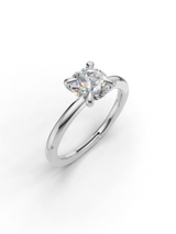 Silver Round Crystal Solitaire Ring