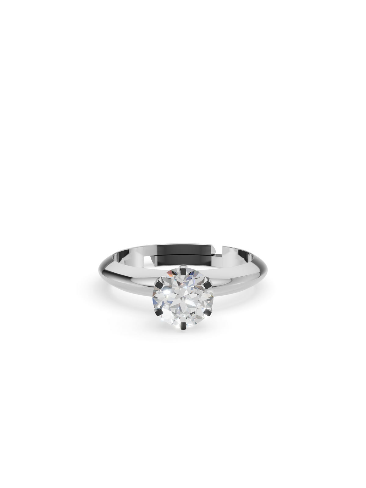 Silver Round Stone Solitaire Ring