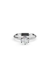 Silver Round Stone Solitaire Ring