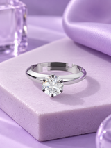 Silver Round Stone Solitaire Ring