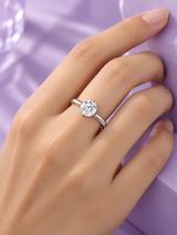Silver Round Stone Solitaire Ring