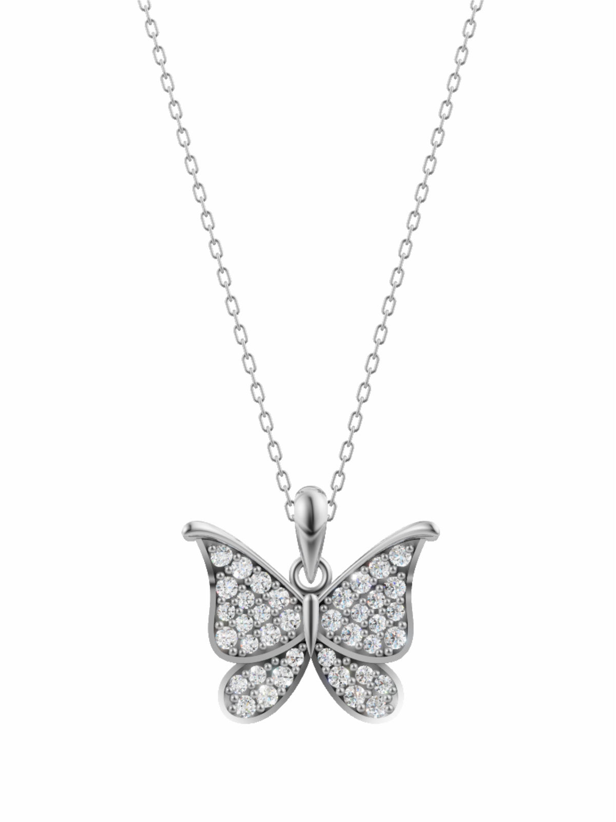 Silver Sparkling Butterfly Pendant