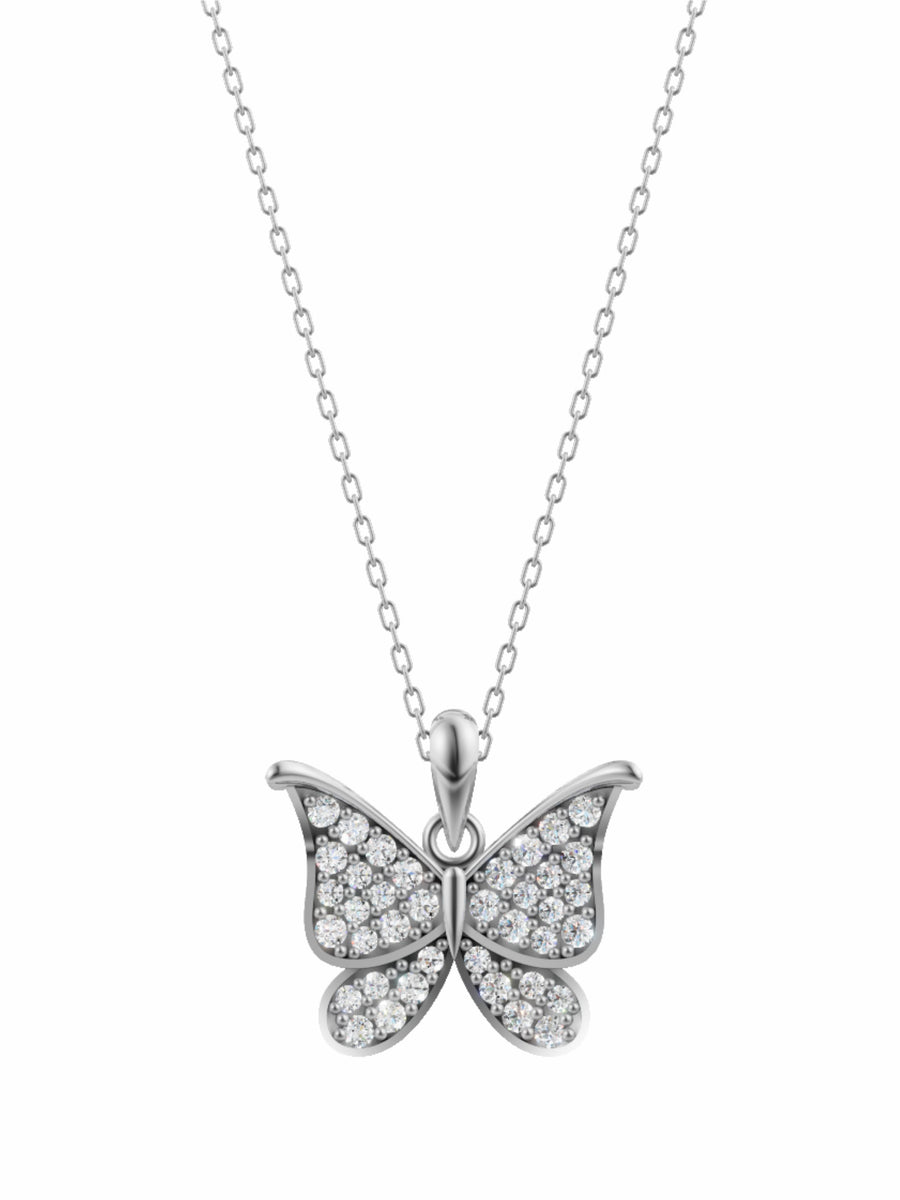 Silver Sparkling Butterfly Pendant