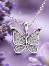 Silver Sparkling Butterfly Pendant