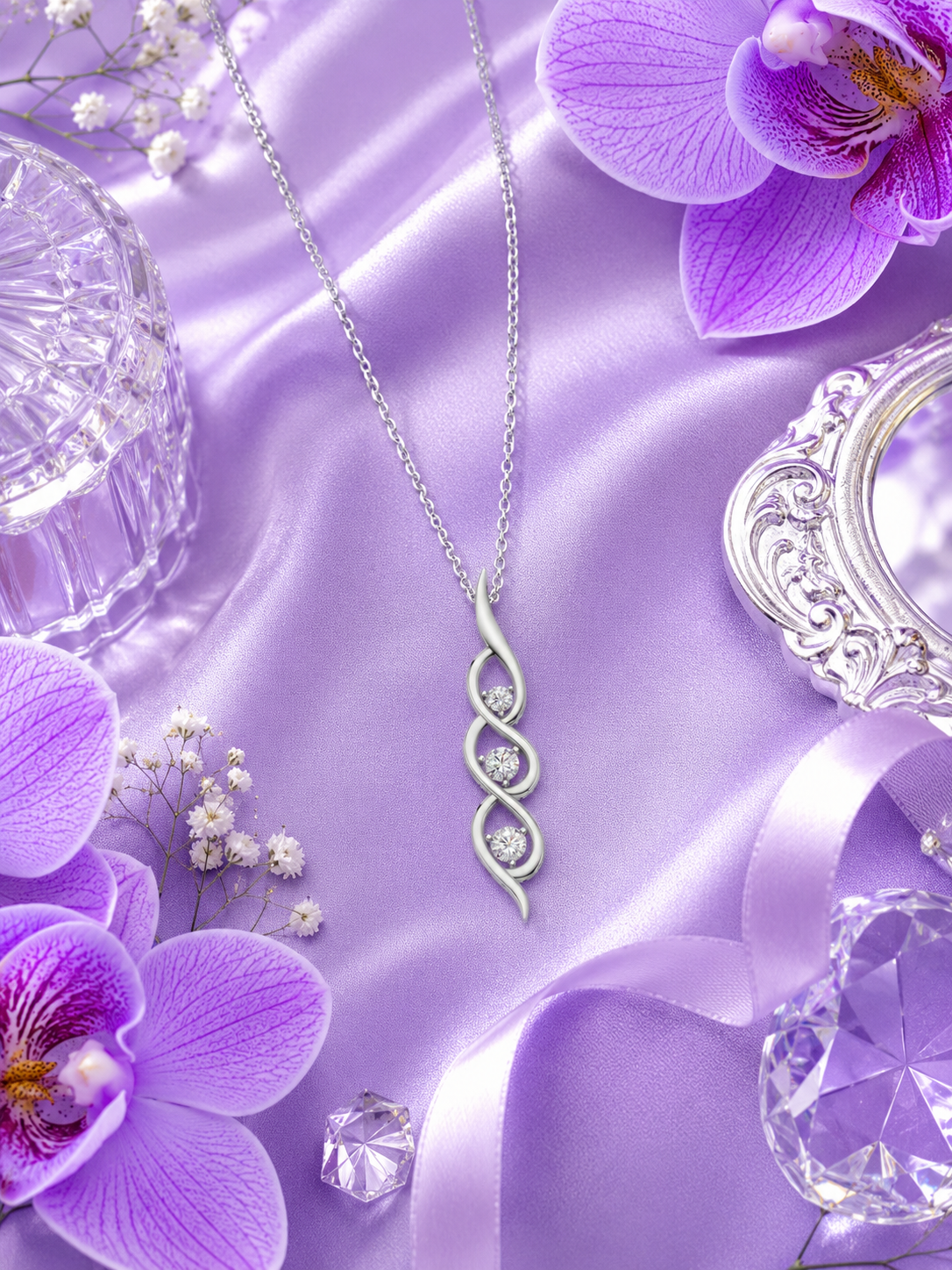 Silver Trinity Spark Wave Pendant