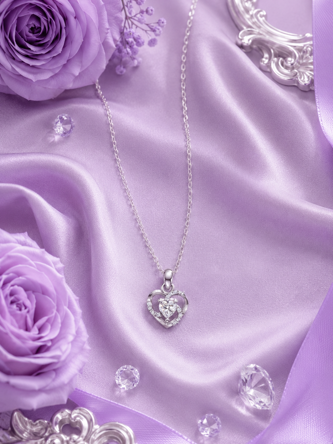 Silver Twist Heart Pendant