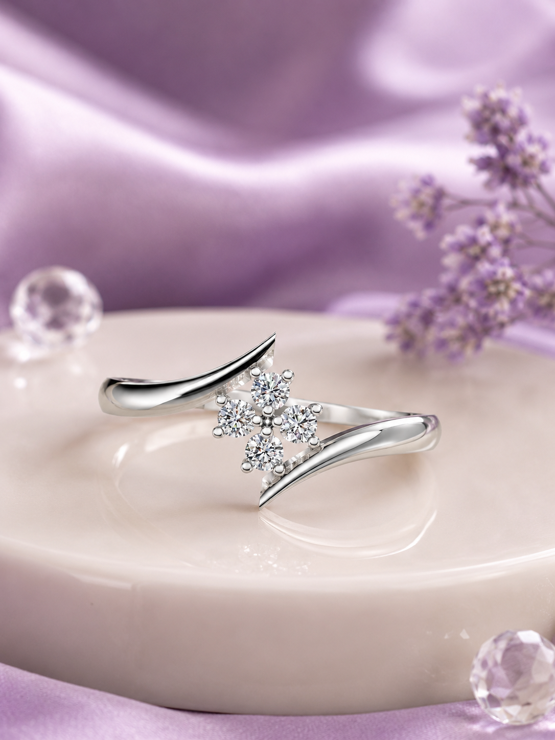 Silver Floral Open Ring