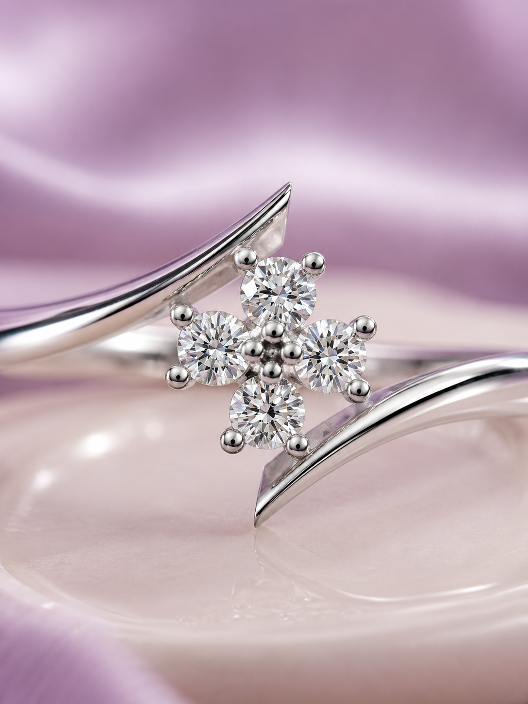 Silver Floral Open Ring