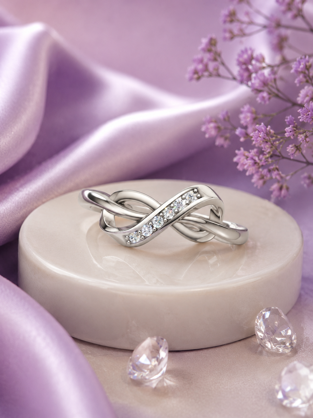 Silver Infinity Solitaire Ring